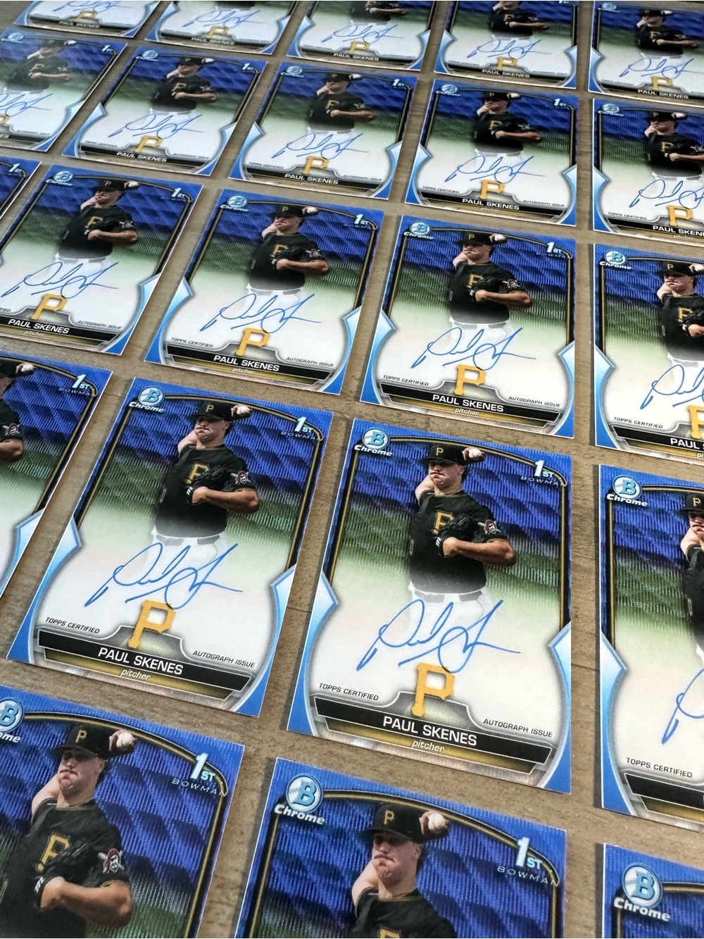 Paul Skenes Signed Rookie lot of (50) 2023 Bowman Chrome Novelty Baseball Cards.